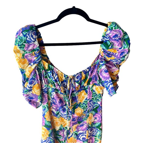Zara purple and yellow floral printed corset style mini dress size XS NWOT - Picture 7 of 10